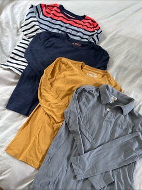 Mixed Long Sleeve Tops - Striped, Navy, Mustard & Slate